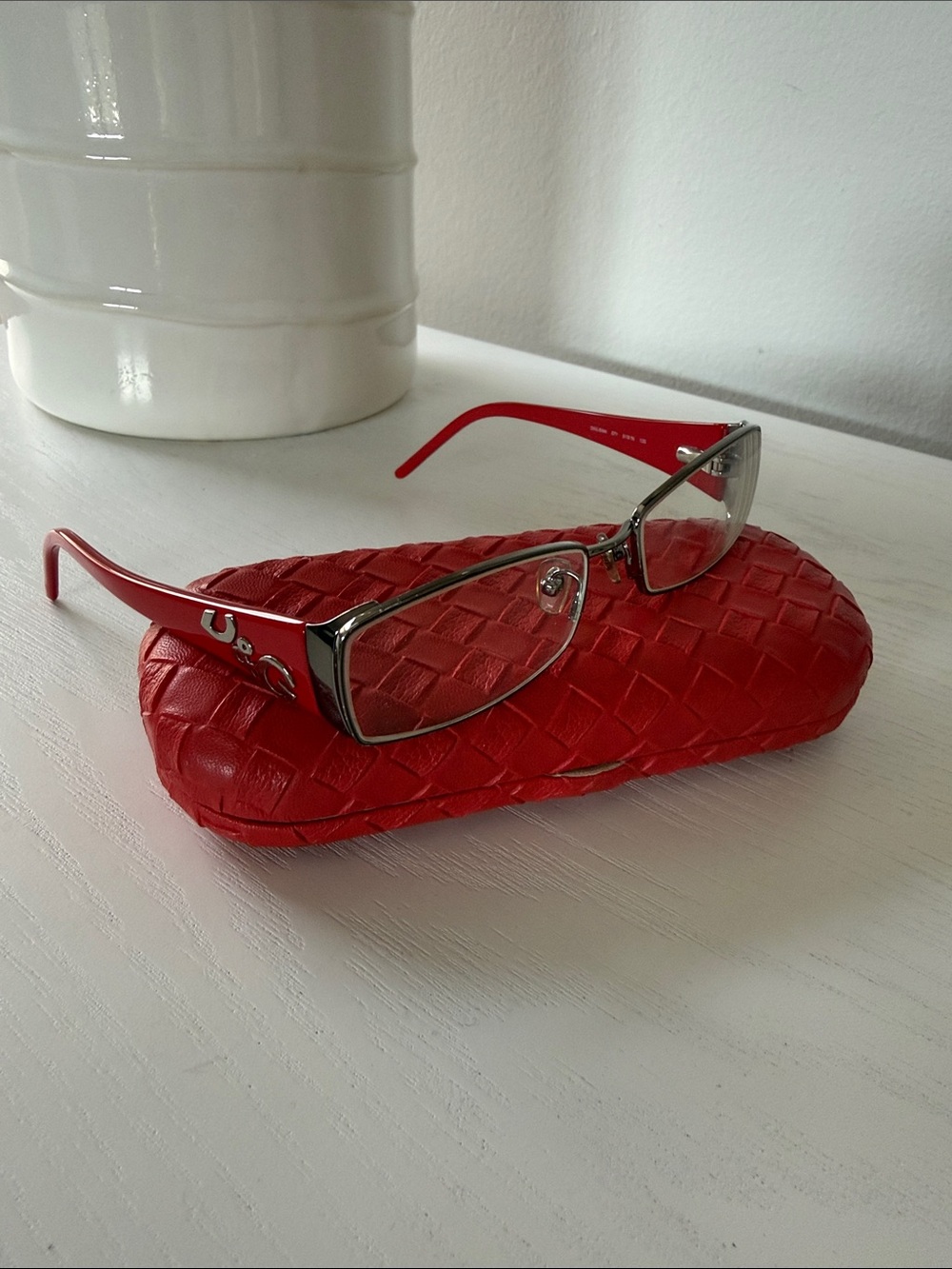 D&G Red Women's Reading Glasses with Red Woven Case